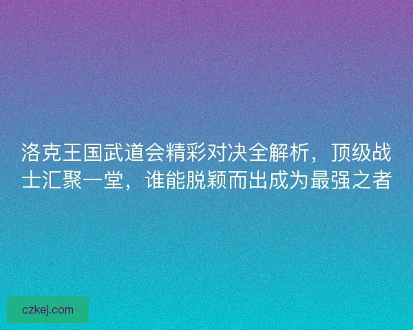 洛克王国武道会精彩对决全解析，顶级战士汇聚一堂，谁能脱颖而出成为最强之者