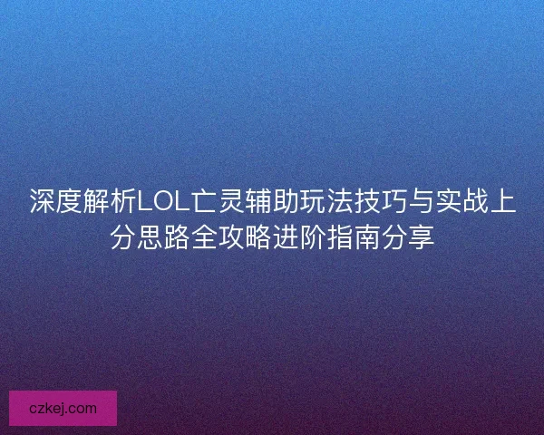 深度解析LOL亡灵辅助玩法技巧与实战上分思路全攻略进阶指南分享