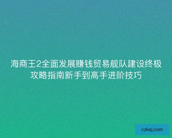 海商王2全面发展赚钱贸易舰队建设终极攻略指南新手到高手进阶技巧 海商王2全面发展赚钱贸易舰队建设终极攻略指南新手到高手进阶技巧