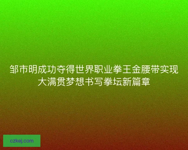 邹市明成功夺得世界职业拳王金腰带实现大满贯梦想书写拳坛新篇章